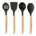 Zestaw 11 przyborów kuchennych silikonowych w stojaku z bambusowymi rączkami 18148