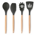 Zestaw 11 przyborów kuchennych silikonowych w stojaku z bambusowymi rączkami 18149