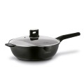 Patelnia WOK aluminiowa na indukcję gaz z pokrywką szklaną 32cm 18168