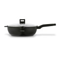 Patelnia WOK aluminiowa na indukcję gaz z pokrywką szklaną 32cm 18169