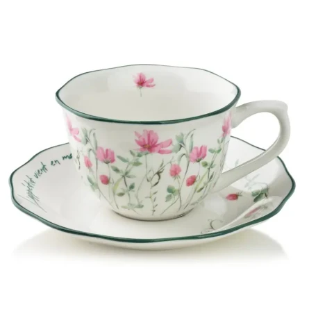 Filiżanka ze spodkiem do kawy i herbaty porcelanowa 230ml