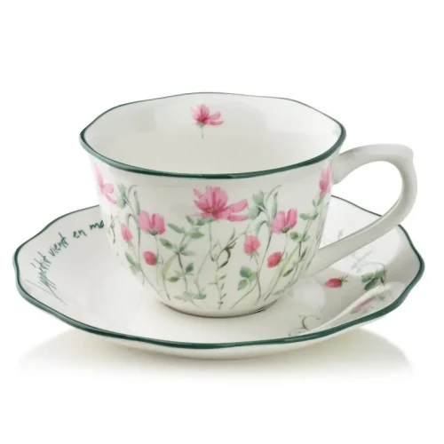 Filiżanka ze spodkiem do kawy i herbaty porcelanowa 230ml