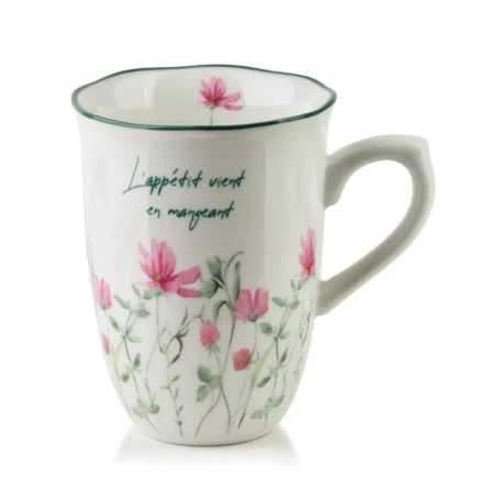 Kubek do kawy i herbaty porcelanowy elegancki 340ml