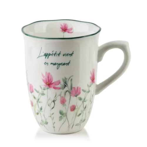 Kubek do kawy i herbaty porcelanowy elegancki 340ml