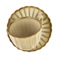 Filiżanka ze spodkiem do kawy i herbaty porcelanowa beżowa 300ml 18206