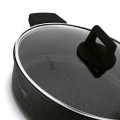 Patelnia garnek na indukcję gaz z pokrywką aluminiowa czarna 28cm 18272