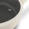 Patelnia garnek na indukcję gaz głęboka z pokrywką kremowa 28cm 18278