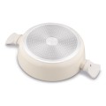 Patelnia garnek na indukcję gaz głęboka z pokrywką kremowa 28cm 18279