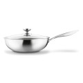 Wok nowoczesny nierdzewny z pokrywką szklaną srebrny 30cm 18281