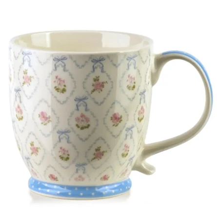 Kubek do kawy i herbaty porcelanowy elegancki niebieski 510ml