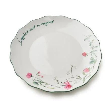 Talerz deserowy porcelanowy elegancki kwiaty 20cm