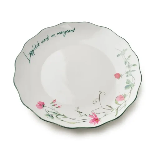 Talerz deserowy porcelanowy elegancki kwiaty 20cm