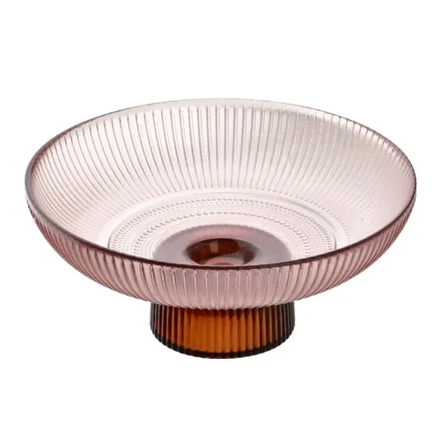 Patera dekoracyjna elegancka na nóżce różowa 17cm