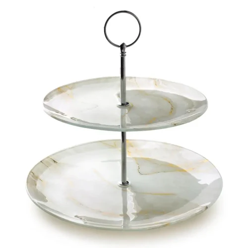 Patera dekoracyjna do ciast dwupoziomowa elegancka 25/20cm