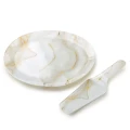 Talerz z łopatką do ciasta elegancki marmurkowy 30cm 18339