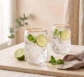 Komplet 2 szklanek do kawy herbaty eleganckich ze złotym rantem 450ml 18375
