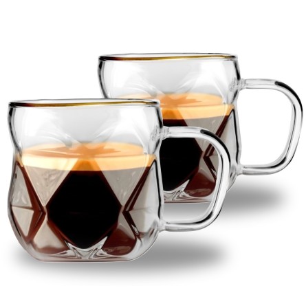Komplet 2 filiżanek do espresso eleganckich ze złotym rantem 120ml