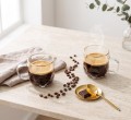 Komplet 2 filiżanek do espresso eleganckich ze złotym rantem 120ml 18383