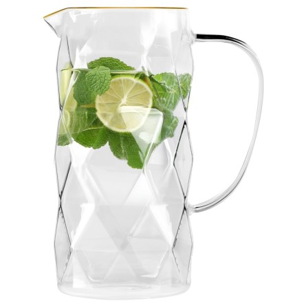 Dzbanek szklany borokrzemowy elegancki ze złotym rantem 1,5L