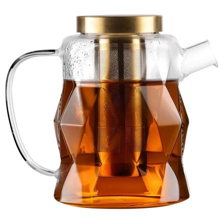 Zaparzacz dzbanek szklany do herbaty kawy elegancki złoty 1,3L