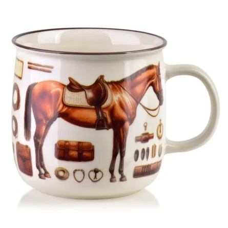 Kubek do kawy i herbaty porcelanowy motyw koń 450ml