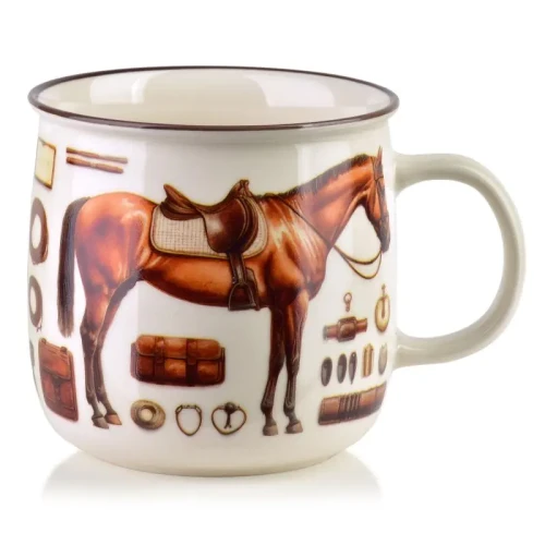 Kubek do kawy i herbaty porcelanowy motyw koń 450ml