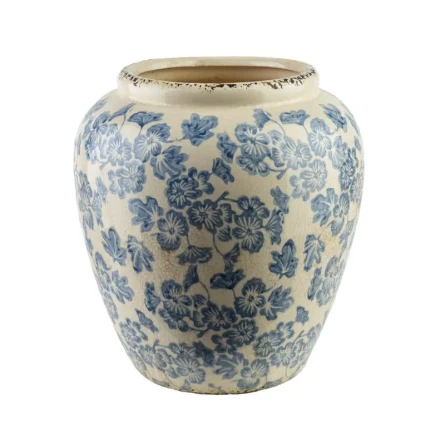 Wazon ceramiczny na kwiaty elegancki niebieski 23cm