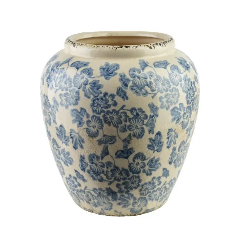 Wazon ceramiczny na kwiaty elegancki niebieski 23cm