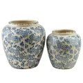 Wazon ceramiczny na kwiaty elegancki niebieski 23cm 18458