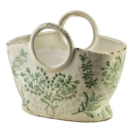 Wazon ceramiczny na kwiaty elegancki niebieski torebka 24cm