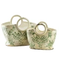 Wazon ceramiczny na kwiaty elegancki niebieski torebka 24cm 18463