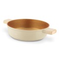 Patelnia głęboka na indukcję gaz krótkie uchwyty z pokrywką kremowa 28cm 18561