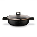 Patelnia głęboka na indukcję gaz krótkie uchwyty z pokrywką czarna 28cm 18565