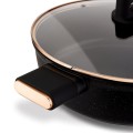 Patelnia głęboka na indukcję gaz krótkie uchwyty z pokrywką czarna 28cm 18568