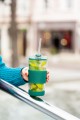 Kubek termiczny szklany ze słomką nowoczesny zielony 600ml 18634