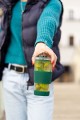Kubek termiczny szklany ze słomką nowoczesny zielony 600ml 18635
