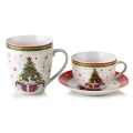 Filiżanka ze spodkiem porcelanowa świąteczna elegancka 200ml 18823