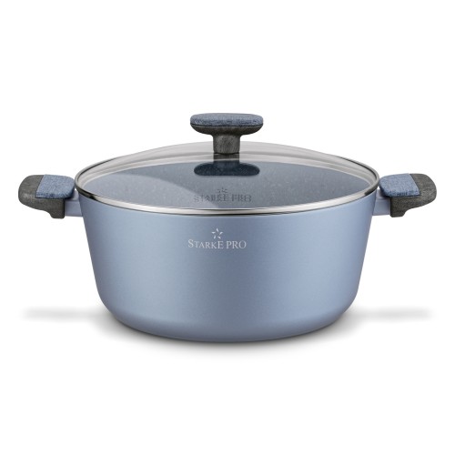 Garnek aluminiowy na indukcję gaz z pokrywką błękitny 6,6L