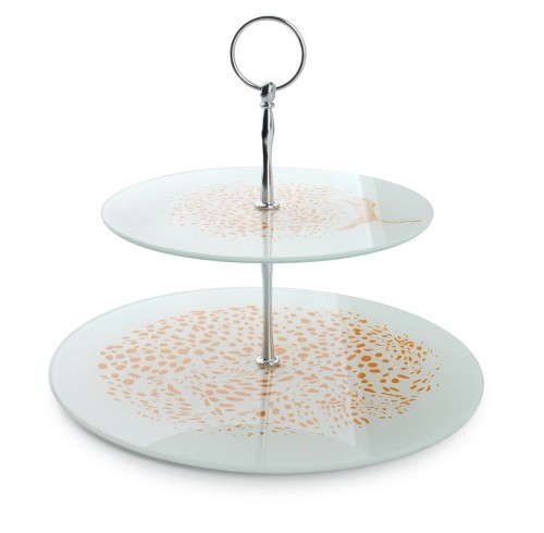 Patera na ciasto i owoce lampart szklana