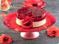 Patera szklana czerwona na tort 33 cm Mak 4635