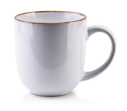 Kubek porcelanowy biały 450 ml złoty pasek