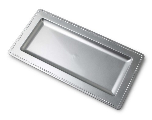 Podtalerz dekoracyjny BLANCHE SILVER pod świecę prostokątny