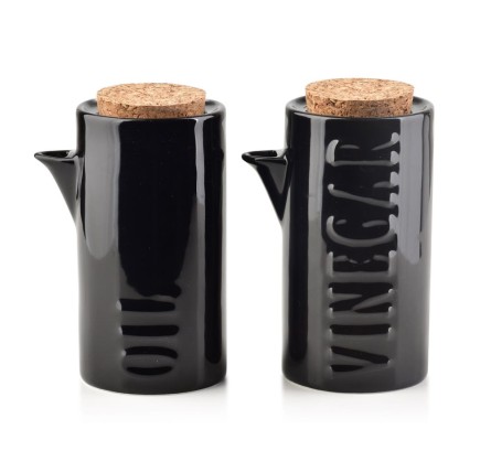 Zestaw porcelanowy na oliwe i ocet Modern Life czarny