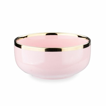 Salaterka porcelanowa ze złotym rantem różowa 800 ml