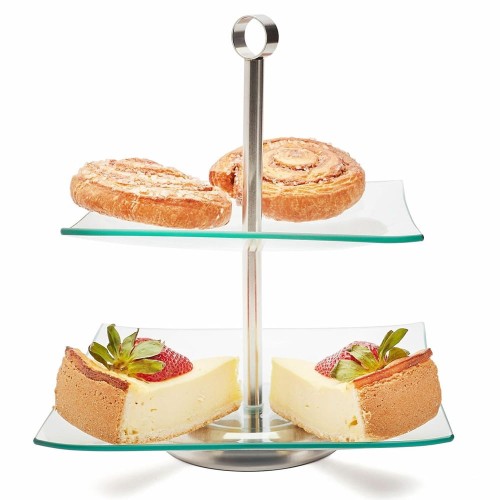 Patera szklana na ciasto kwadratowa 28 cm